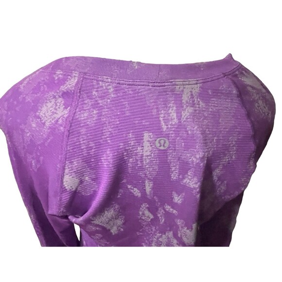 Lululemon Run Swiftly 2.0 Tech Long Sleeve Shirt Top Purple White Tie Dye Sz 10 - Picture 5 of 11